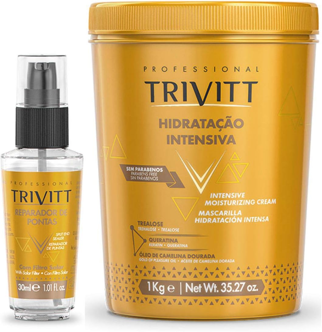 Creme de Hidratação Profissional Trivitt Com Reparador de pontas ...