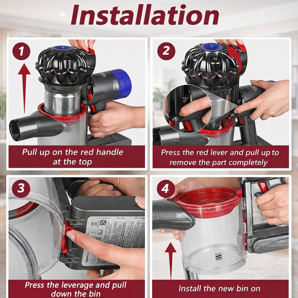 Dyson V7 V8 Dust Bin Replacement - Restore Suction -6 Dyson V7 V8 Dust Bin Replacement - Restore Suction -6