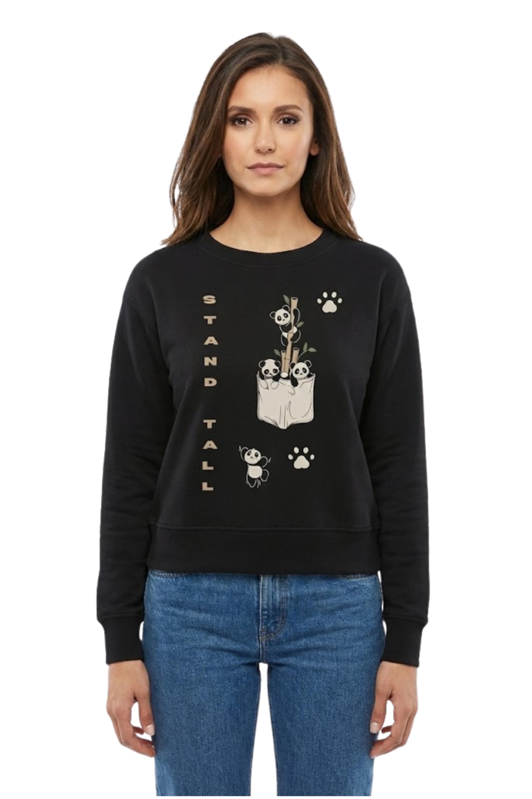 stilotee Women’s Fleece Sweatshirt | Cute Panda Printed Winter Sweatshirt | Stand Tall Motivational Graphic Pullover | Soft Warm Round Neck for Girls & Women-picture-45