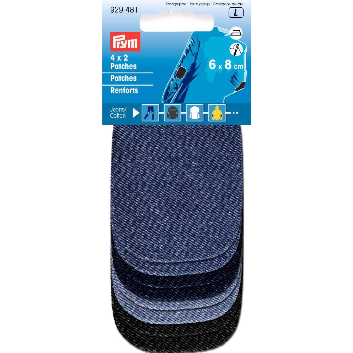 Prym Assorted Iron and Sew on Mini Jean Patches, Denim, Blue, 9.3 x 5.7 x 0.7 cm, 929481-1