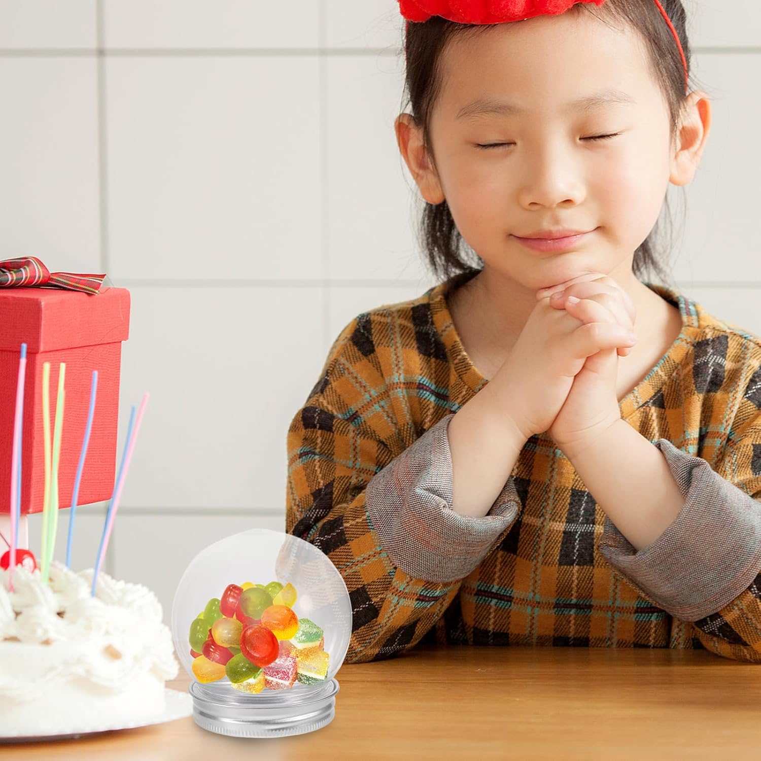 DOITOOL 12 Pack Clear Candy Bottles with Aluminum Lids, 150ml DIY Snow Globe Containers, Transparent Fillable Globes for Party Favors, Wedding, Christmas Craft Supplies