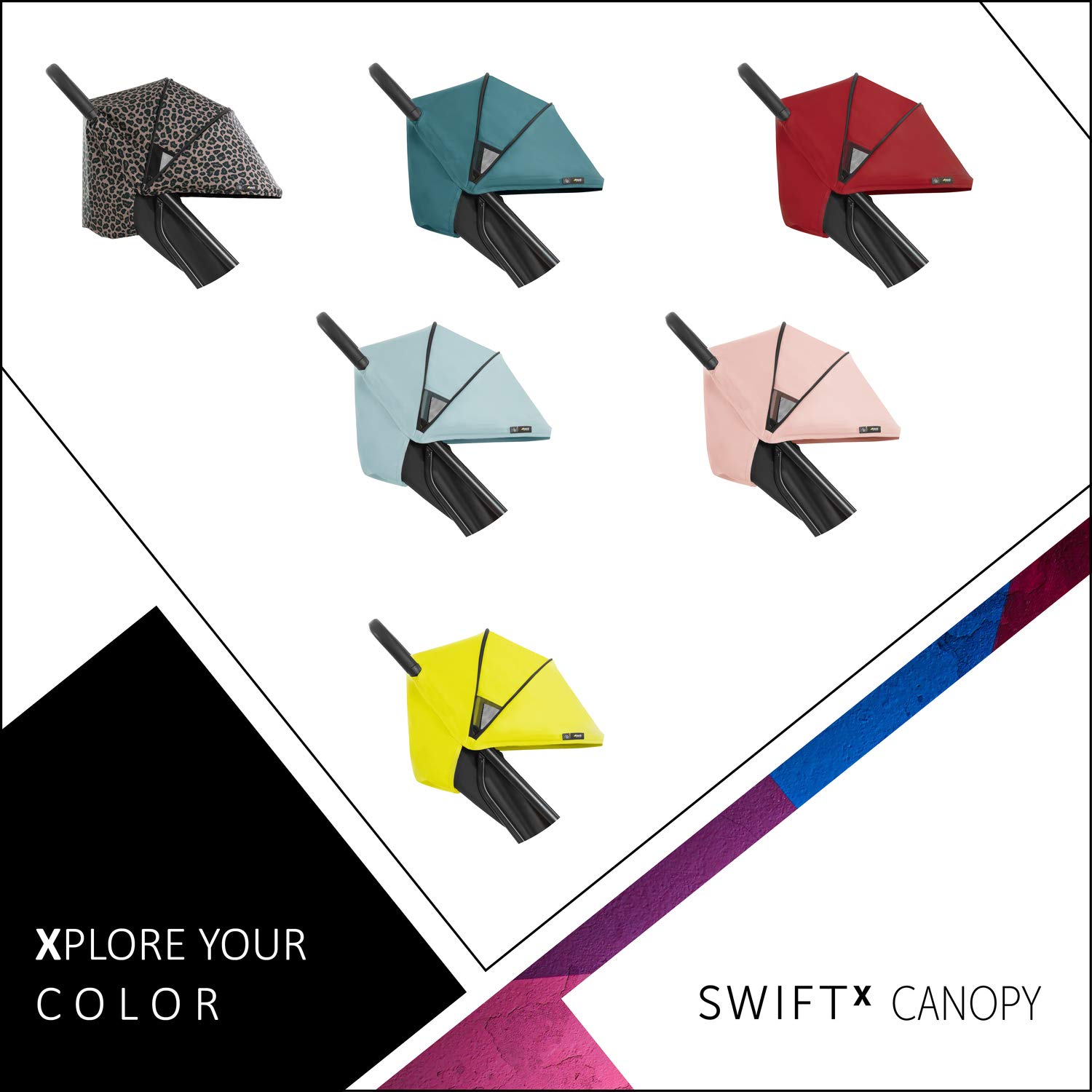 hauck Swift X Canopy, Amarillo Neon - Capota Compatible Solo con Sillas de Paseo Swift X - Parasol Carro Bebe con Protección UV 50+ y Zona de Ventilación
