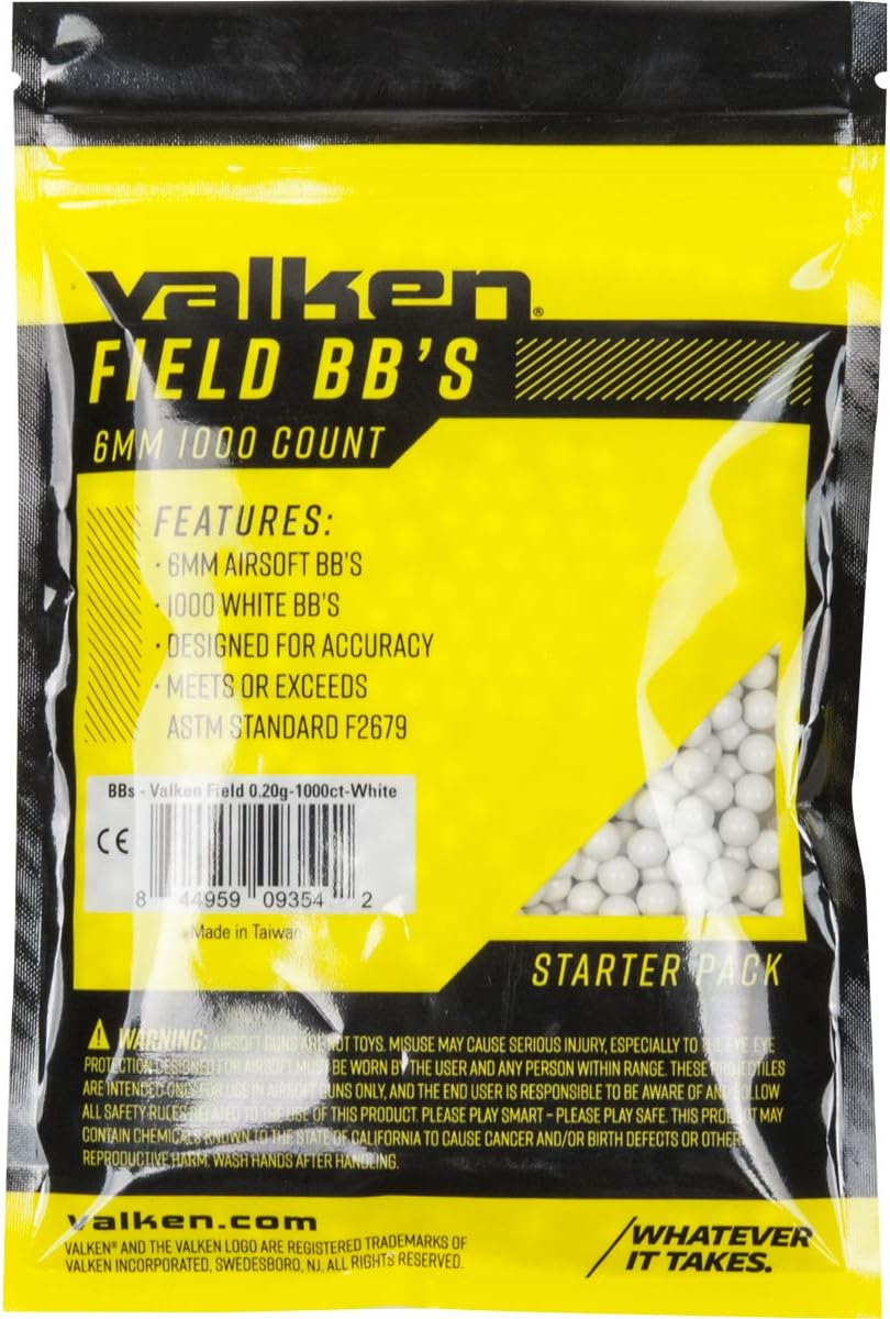 Valken Accelerate Airsoft BBS - White - 1,000 Count