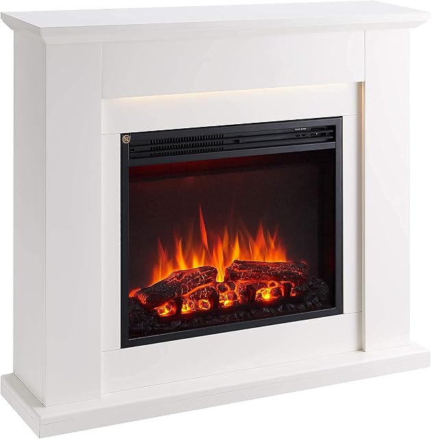 FLAMME Mardella Fireplace with 40" surround with 2kW Fireplace Heater White Multiple Colours Available