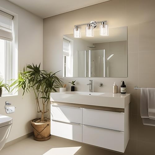 Miniatura 2 de GLOBE Electric 63000209 - Juego de accesorios de baño de 5 piezas con luz de tocador de 3 luces de 23 pulgadas, acabado de níquel cepillado,