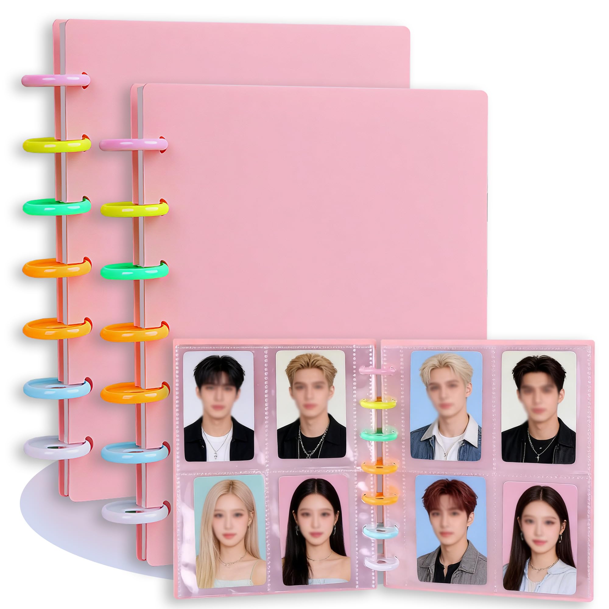 Kpop - Raccoglitore per fotografie, confezione da 2 con 40 pagine, 160 tasche, 7,6 cm, per Fujifilm Instax Mini, foto Polaroid, carte collezionabili standard e carte d'identità, rosa