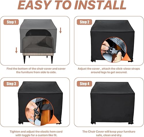 Miniatura 7 de Fundas impermeables para sillas de patio, 29 pulgadas de ancho x 30 pulgadas de profundidad x 30 pulgadas de alto, fundas 600D resistentes para