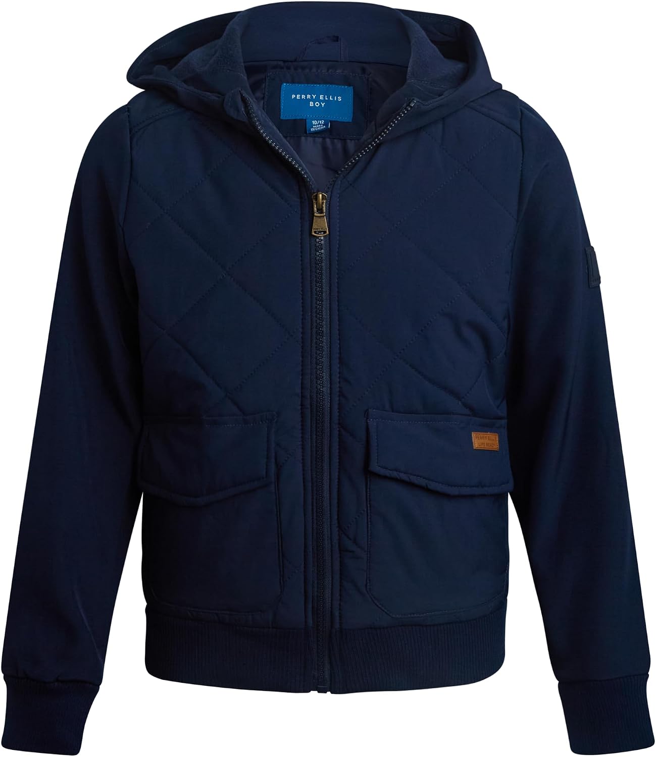 Perry Ellis Boys Winter Jacket - Wind Water Resistant Lightweight Insulated Zip Up Quilted Jacket With Utility Cargo Pockets