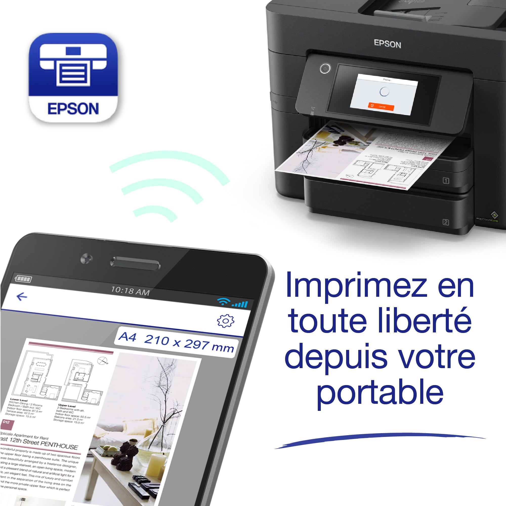 EPSON WorkForce Pro WF-4830 Imprimante 4-en-1 recto-verso WiFi Direct Ethernet ADF Compacte