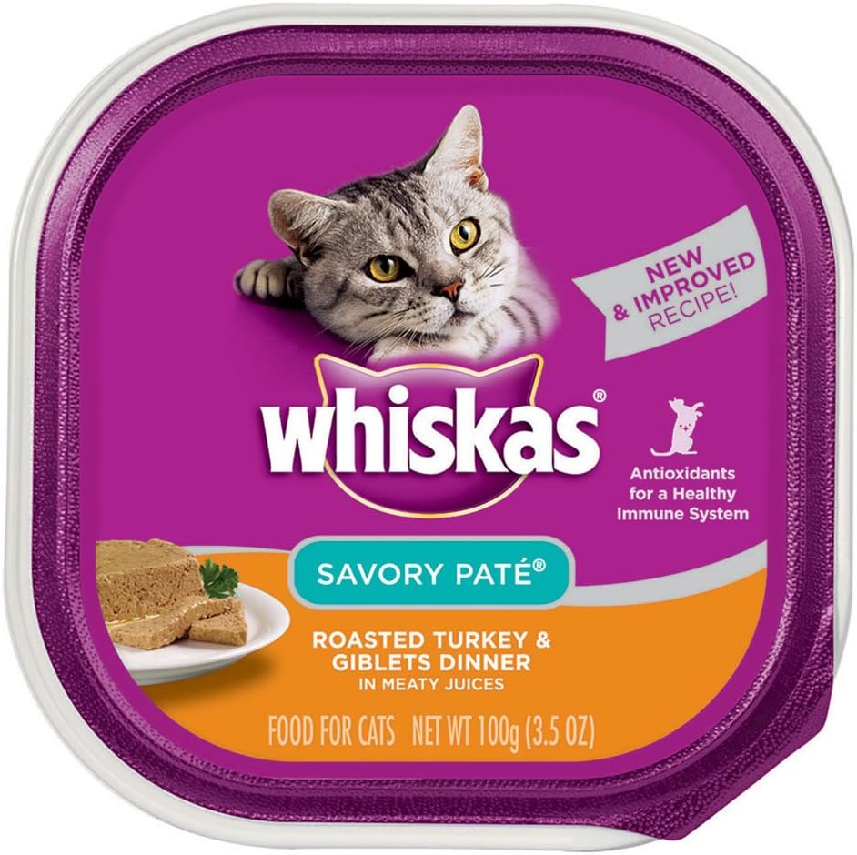 Whiskas Savory Pate Turkey And Giblets Dinner Wet Cat Food Trays 3.5 Ounces (Pack Of 24)