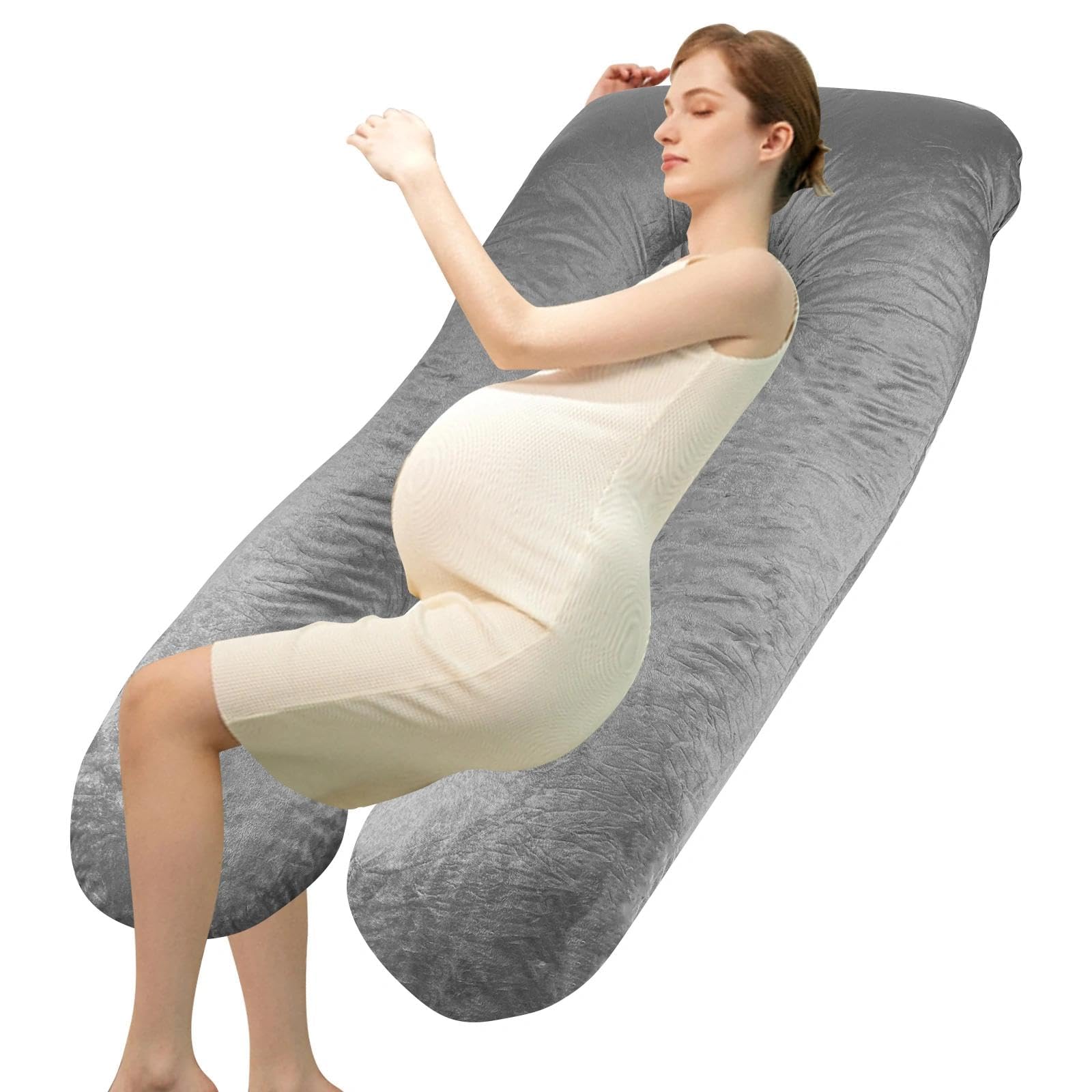Cuscino Gravidanza per Dormire Allattamento, Pregnancy Cuscino per Maternità a Cuneo a Forma di U, Comodi Cuscini per Gravidanza, Regali per Donne Incinte, con Federa In Sfoderabile e Lavabile