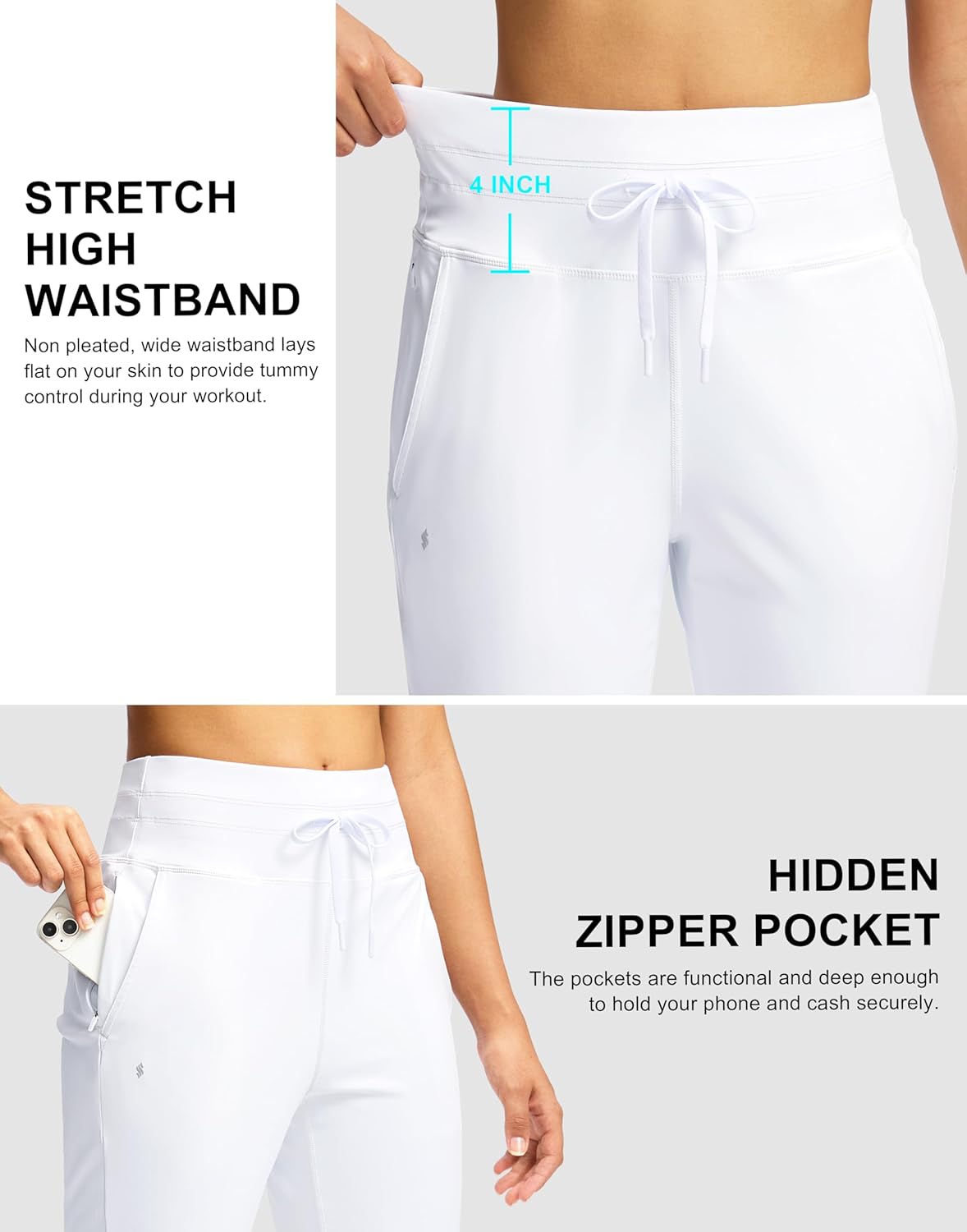 Soothfeel Womens Joggers with Zipper Pockets High Waisted Sweatpants Athletic Leggings Pants for Workout Running Yoga - Image 5