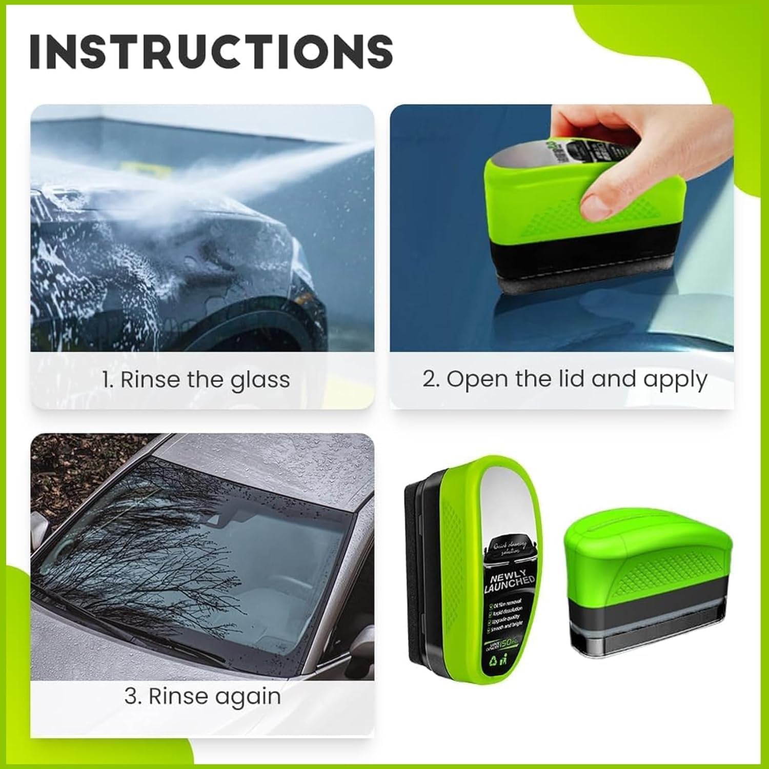 Automotive Oil Film Cleaning Brush, Powerful Glass Cleaning Board, Oil Film Cleaner for Window Remove Dirt Improve Clarity & Visibility, Enhance Visual Effect of Automotive Windshield (1Pcs) - 5