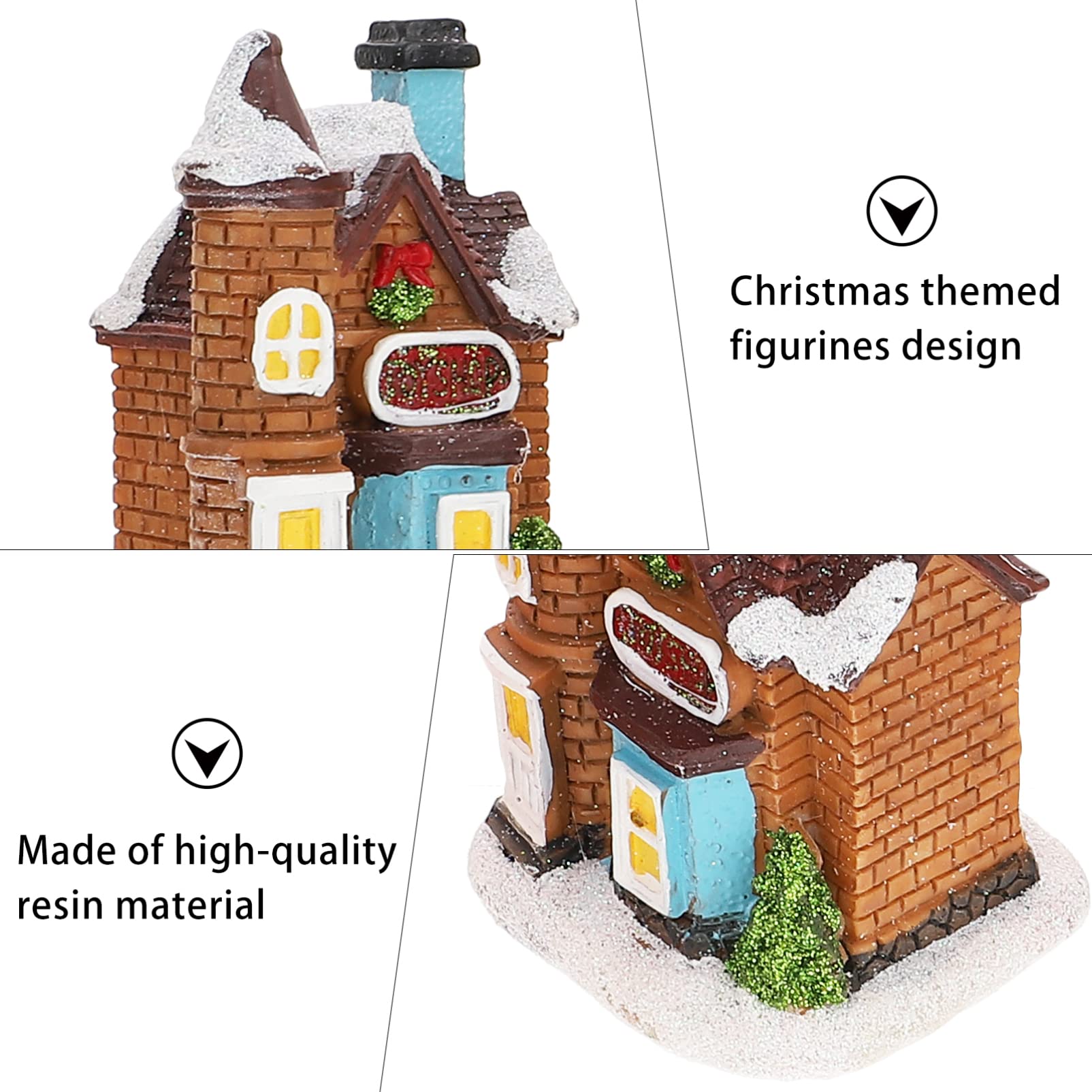 Amosfun Adornos Luminosos para Casas De Nieve Pequeño Pueblo Navideño Iluminado De Resina Decoración Navideña De Casa para Fiesta
