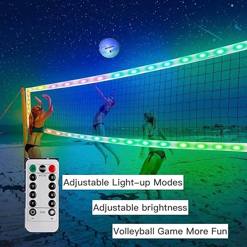Miniatura 4 de Red de voleibol profesional LED con cable de acero, redes de voleibol portátiles iluminadas al aire libre con control remoto, brilla en la
