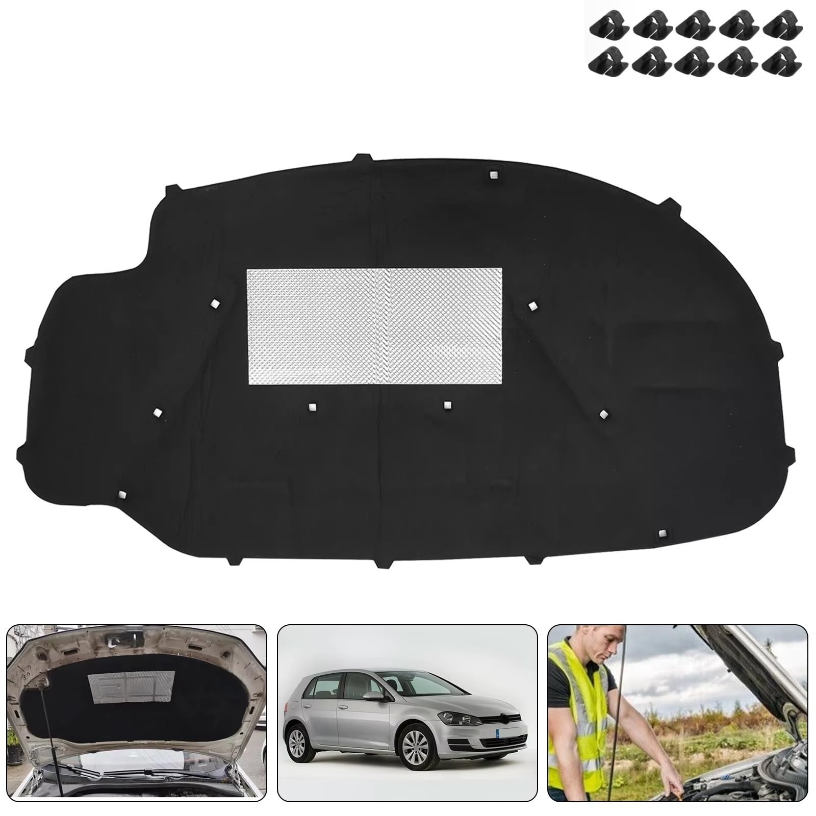 Compatible Con VW Para Jetta III 1K2 2005 2006 2007 2008 2009 2010 Almohadilla Amortiguadora De Ruido Para Capó Alfombrilla Insonorizada Aislamiento Acústico