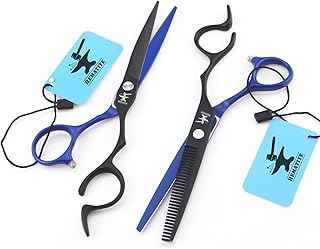 Tijeras de titanio para peluquería de 6,0 pulgadas, tijeras de corte y tijeras y bolsas de entresacar, color negro y azul