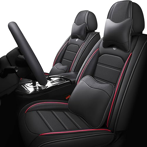 Fundas de asiento delantero de automóvil para Mazda CX-5 2000-2024, 2 asientos de ajuste personalizado, funda protectora de cuero (barras negras y