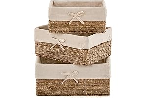 EZOWare Seagrass Woven Basket with Liner