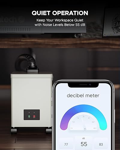 Miniatura 7 de OMTech Extractor de humos de 330 W con filtros de aire de 5 etapas, 450 m3h absorbente de humo de succión fuerte con control remoto, purificador de