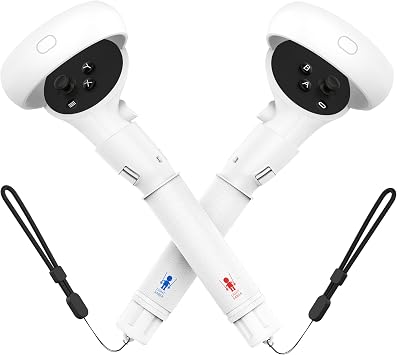 Controllers Extensions for Meta Quest 2 Long Arms Controller Grips for Oculus Quest 2 Gorilla Tag Beat Saber Handles Attachment Waterproof Silicone Covers VR Accessories, White
