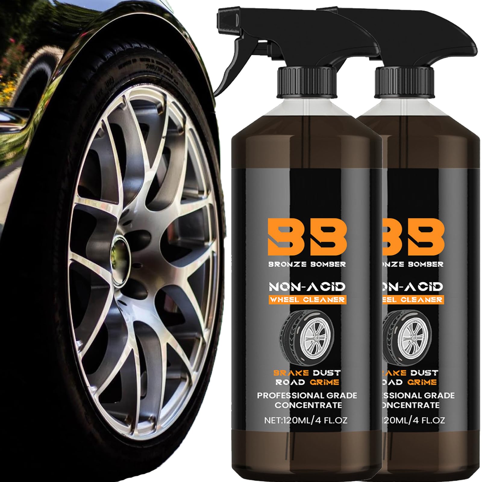 Bronze Bomber, Bronze Bomber Non-Acid Wheel Cleaner, Bronze Bomber Wheel Cleaner, BB Bronze Bomber, Secret Labs Bronze Bomber, 120ml (2PCS)
