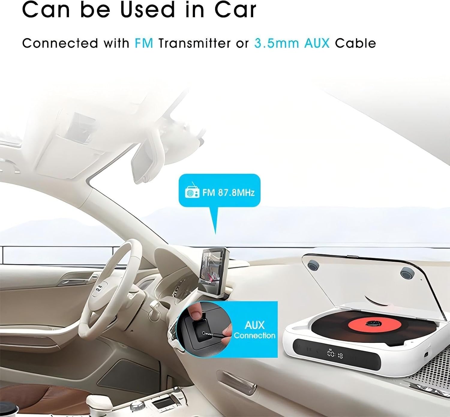 Portable CD Player with Bluetooth 5.3 Transmitter, 2000mAh Rechargeable, Built-in HiFi Dual Speakers, Supports CD/USB/AUX, LCD Display, Headphones Included for Home/Car (Green)