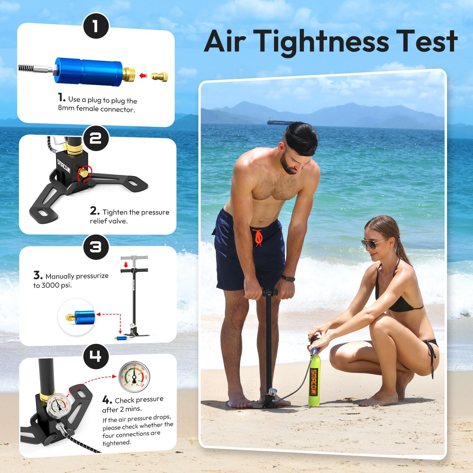 Yosoo Pompa A Mano Ad Alta Pressione 3 Stage Air Fil Airgun PCP Pompa - Foto 6