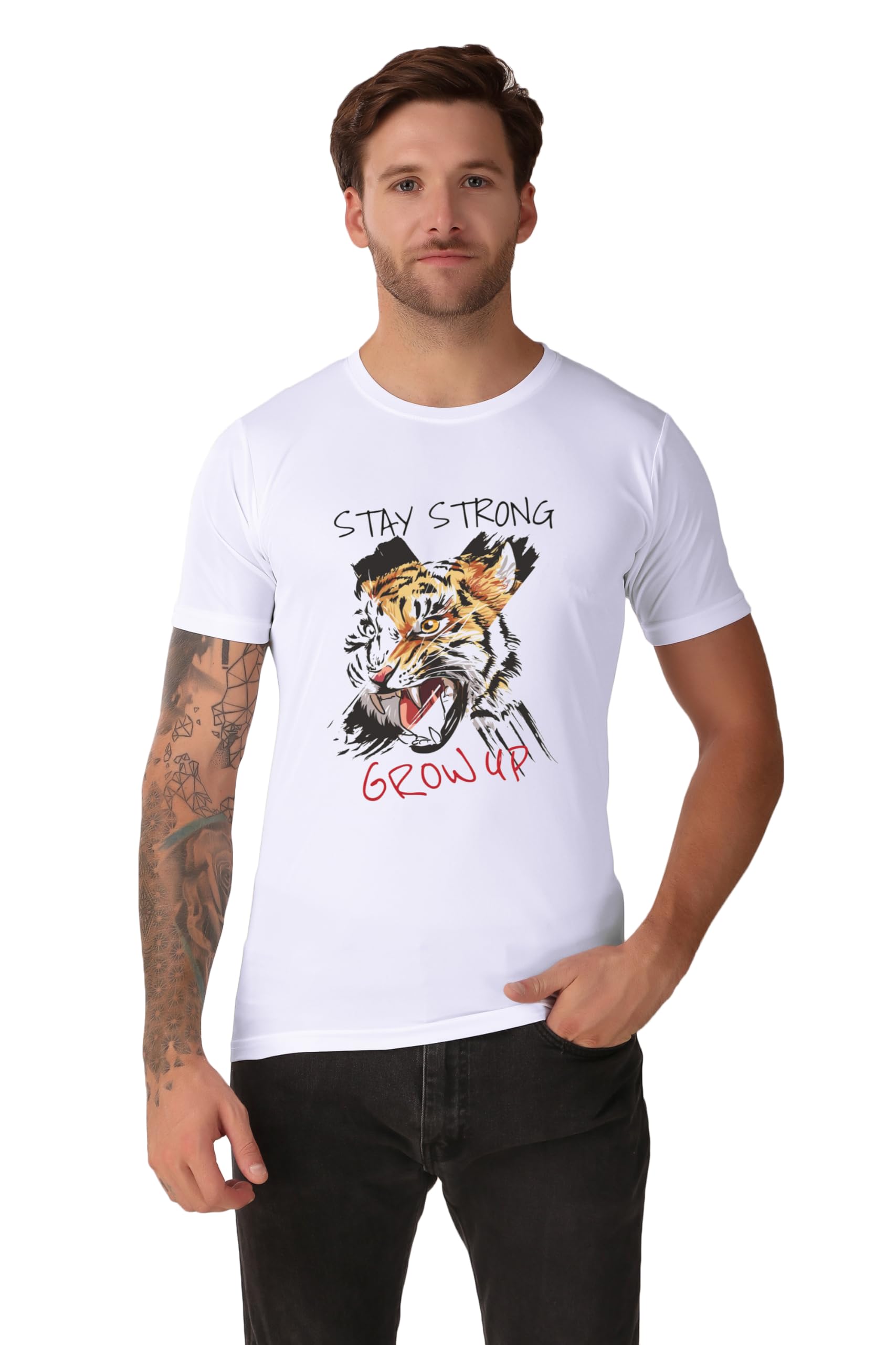 VEKTEK Unisex Polyester Fabric, Short Sleeves, Collarless T Shirt for Casual, Office & Sports Wear