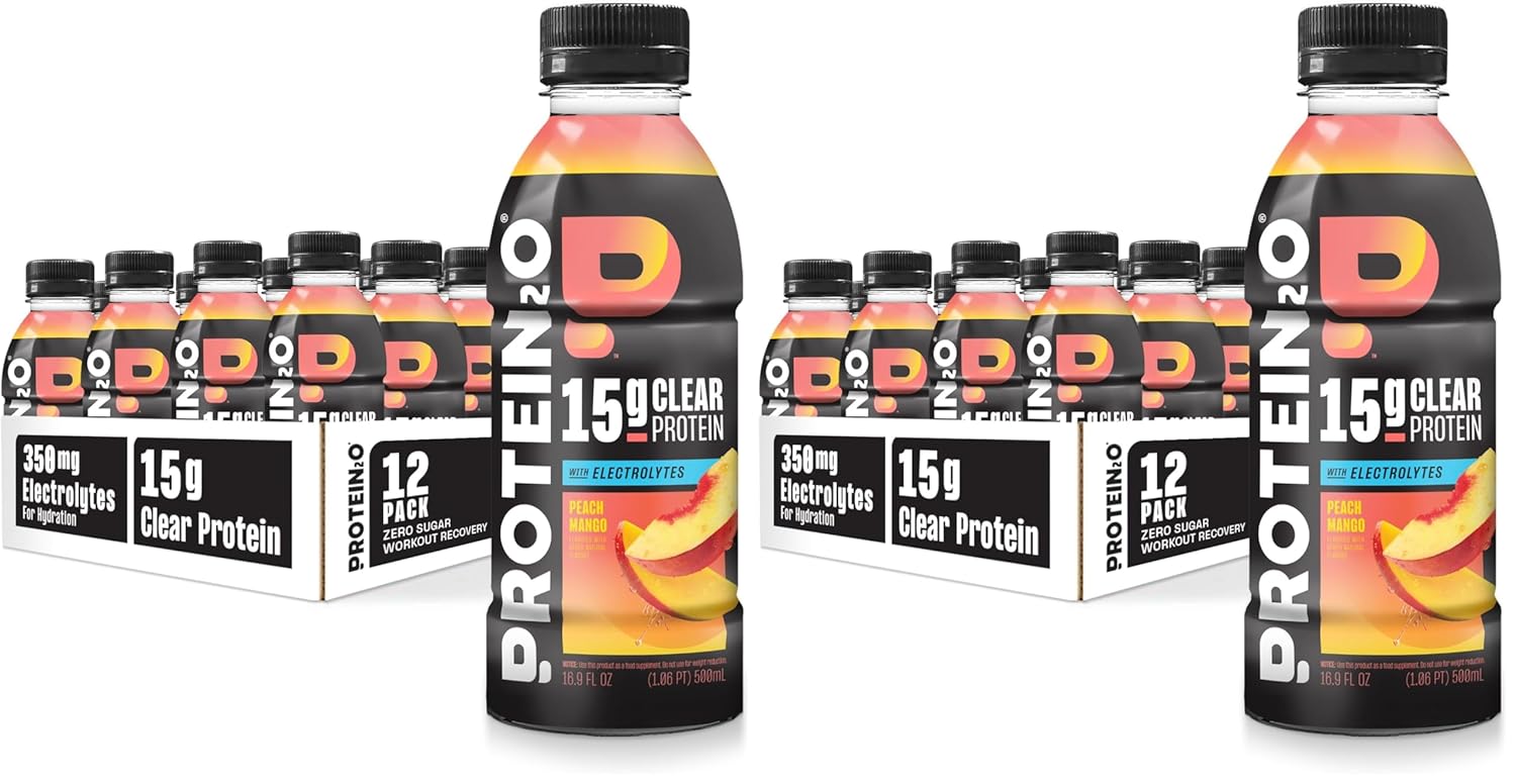 Protein2o 15g Whey Protein Infused Water,Peach Mango,16.9 Oz Bottle,(Pack of 24)