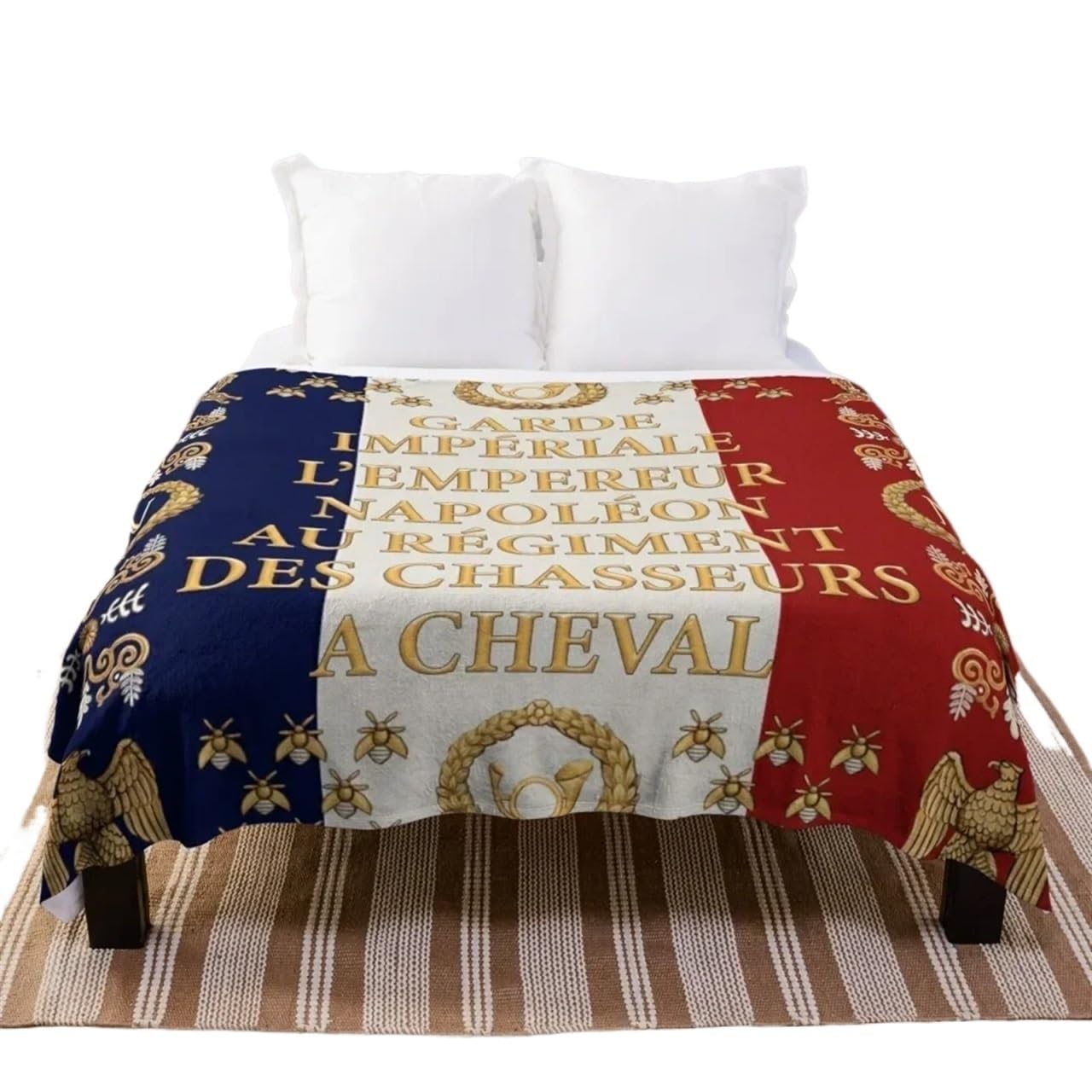 Lunmengcc Black Napoleonic French Flag Of The Chasseurs A Cheval De La Garde Throw Blanket Soft Big Polar Blankets For Bed Blankets
