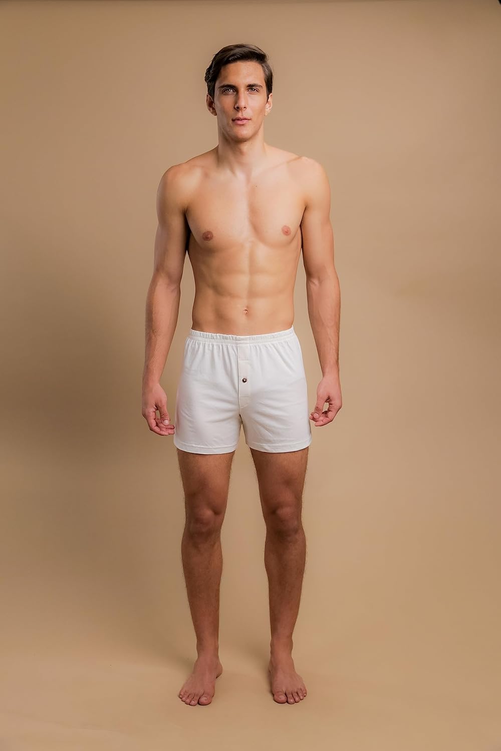 Cottonique Men's Elasticized Loose Boxer Shorts Made from 100% Organic Cotton (2/Pack | Natural) Small Ivory