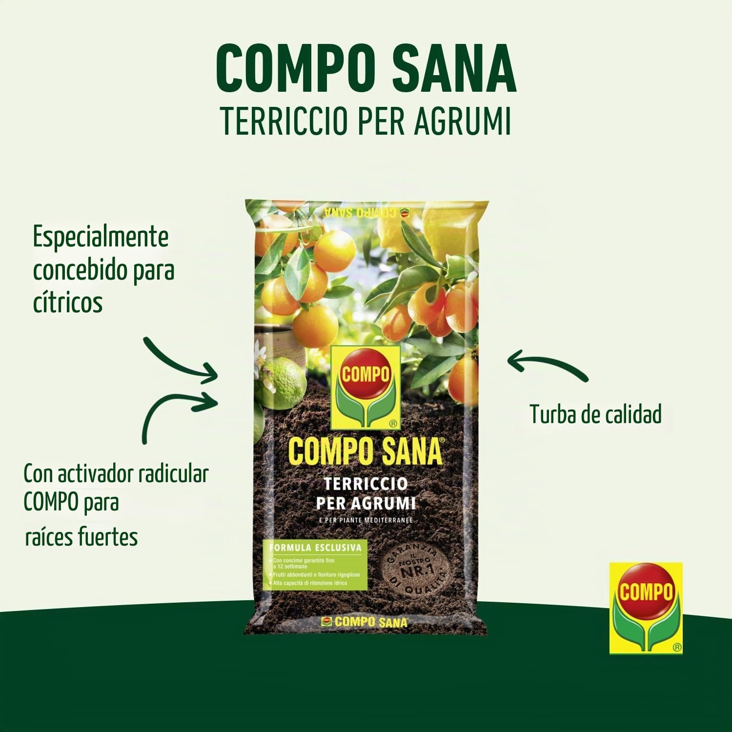 Compo Sana - Sustrato de calidad específico para el Cultivo de cítricos, Saco de 50 litros