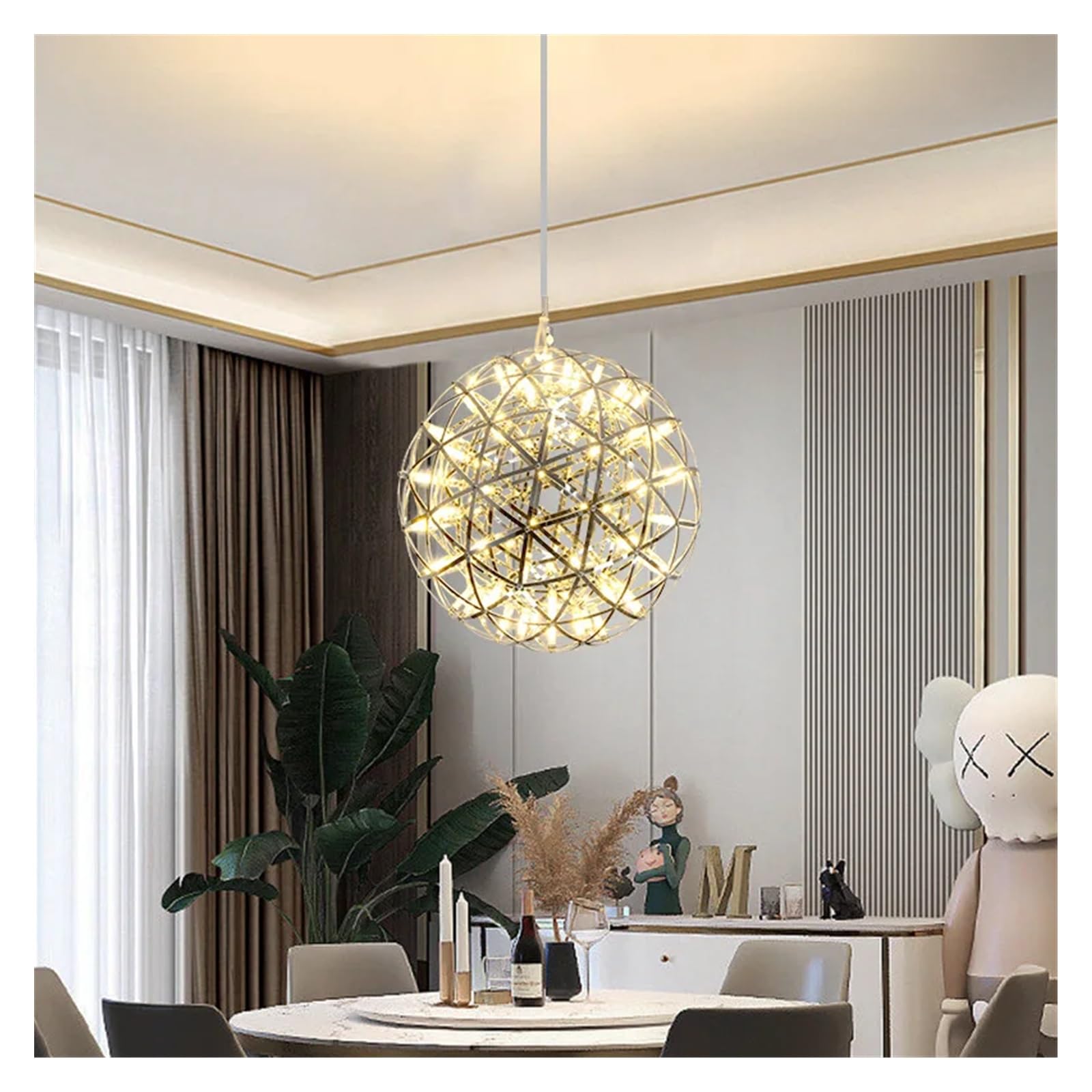 Lustre LED feux d'artifice suspension nordique moderne dorée pour éclairage loft boutique