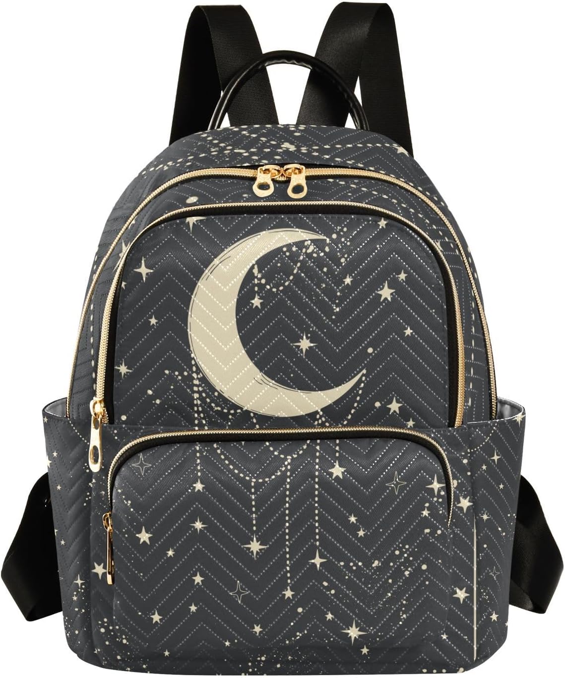 Boho Moon Quilted Backpack Purse for Women Fashion Small Backpack Shoulder Bag Travel Casual Daypack M