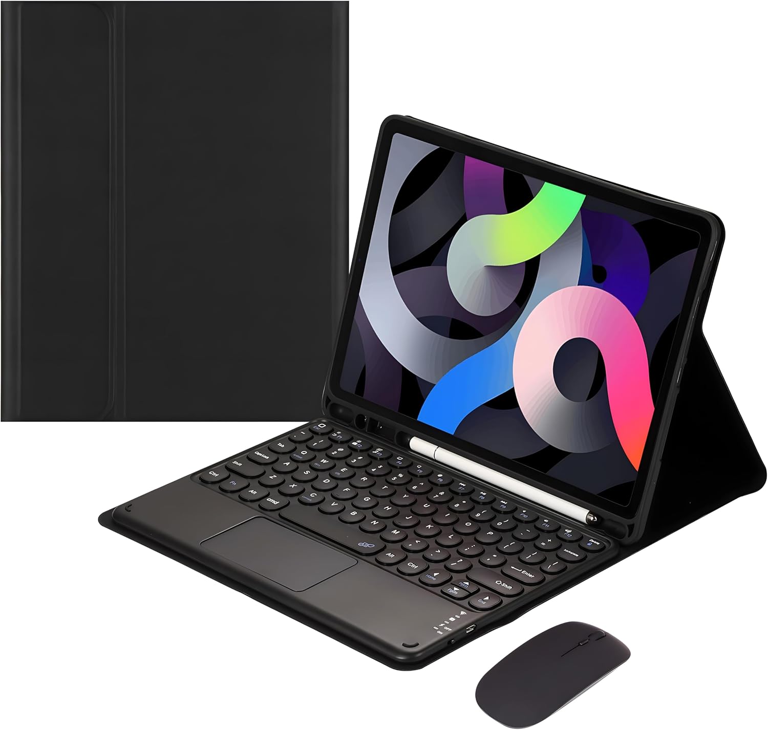 Keyboard Case for Samsung Galaxy Tab A9 Plus 11 Inch (SM-X210/X215/X216/X218), Rechargeable Bluetooth Keyboard with Touchpad, Built-in Pencil Holder, Tablet Mouse,Black