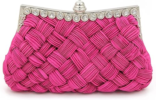 Elegante bolso de noche de embrague de diamantes de imitación plisados trenzados - diferentes colores