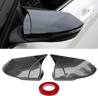 Yumzeco Fit For Hyundai Elantra Ox Horn Side Mirror Cover Caps 2021-2026 | LH & RH Door Side Mirror Covers Exterior Decoration Accessories (Carbon Fiber)