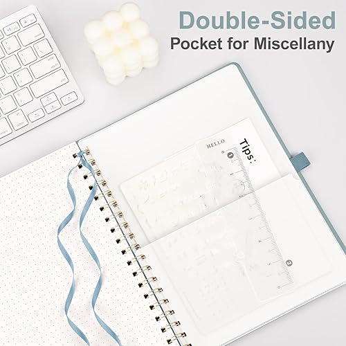 Vista 88 de AHGXG Cuaderno de espiral con puntos y viñetas, cuaderno de cuero de tapa dura de 140 páginas, cuaderno de papel de cuadrícula de puntos A5, papel