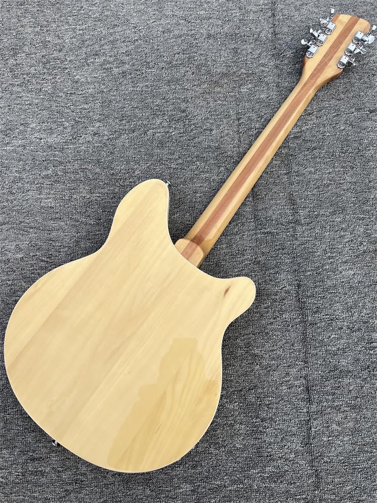 Guitarra eléctrica personalizada de 12 cuerdas, cuerpo tilo 360, diapasón palisandro, pieza trasera 'R', color natural