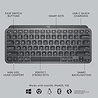 Vista 5 de Logitech MX Keys - Mini teclado y mouse ergonómico vertical - Inalámbrico, teclas retroiluminadas, Bluetooth o Logi Bolt receptor USB, silencioso