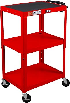 LUXOR UCMT1-RD Adjustable-Height Steel Utility Cart - Red