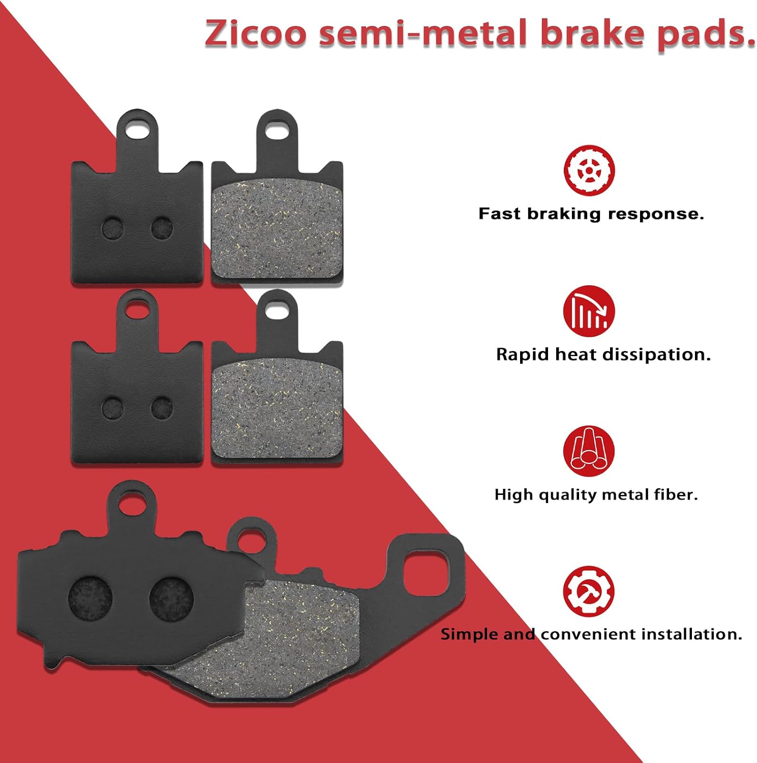 Front and Rear Brake Pads for Kawasaki ZX6R Ninja ZX600 P/R 2007 2008 2009 2010 2011 2012
