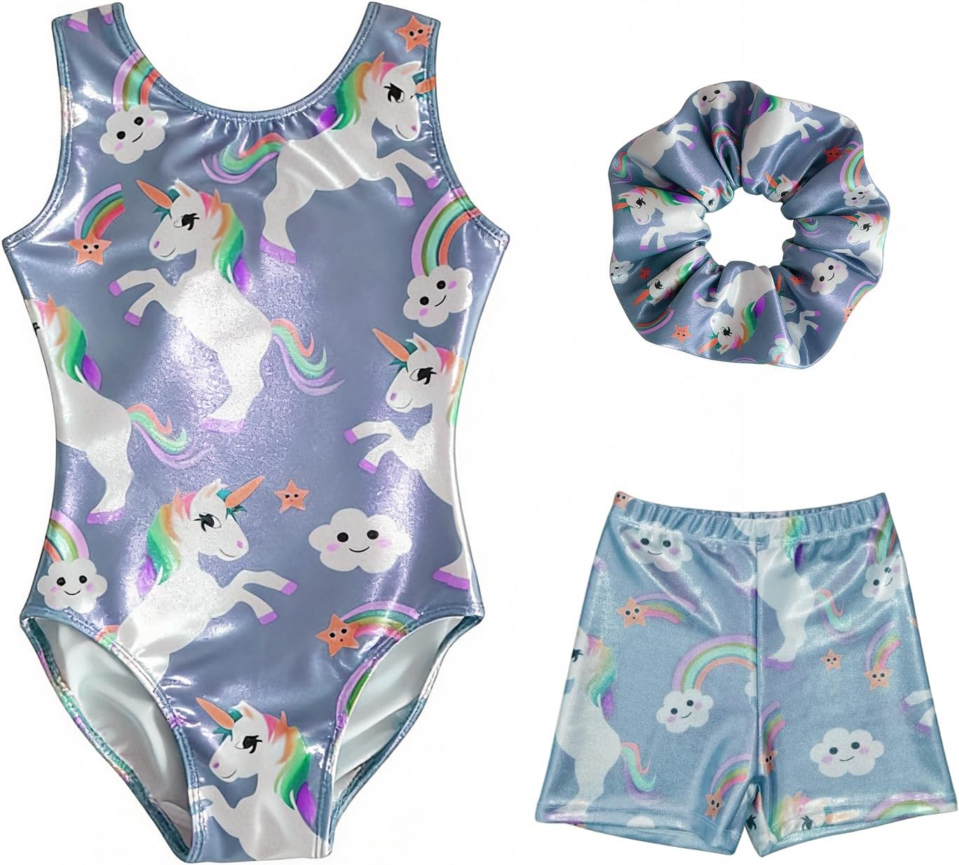 LIUHUO Girls Gymnastics Leotards Sparkly Breathable Shorts Suit Leotard outfit Sleeveless