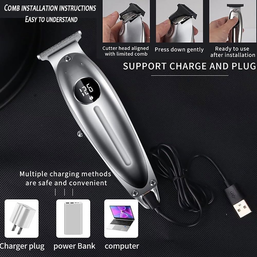 Hair for Men Metal TrProfessional for Facial Electric Rechargeable Beard Clipper