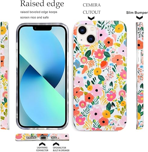 Miniatura 4 de J.west Funda compatible con iPhone 14, suave, a prueba de golpes, bonita funda protectora floral para mujer, diseño de patrón de flores de jardín,