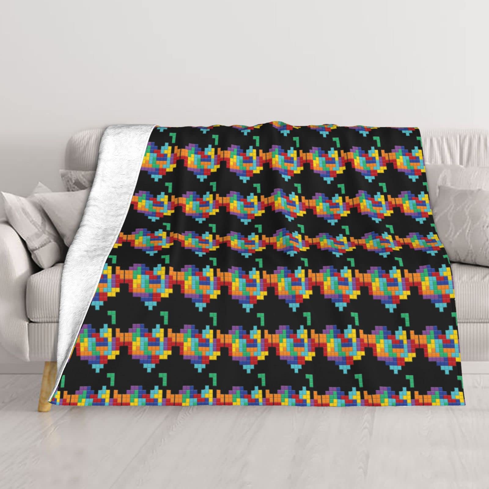 Couverture en peluche anti-froid toutes saisons motif cœur doux