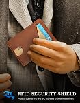 Slim Wallet avec Clip d'argent RFID Blocking Minimalist Bifold Wallet pour hommes En Cuir véritable Porte-cartes de poche avant