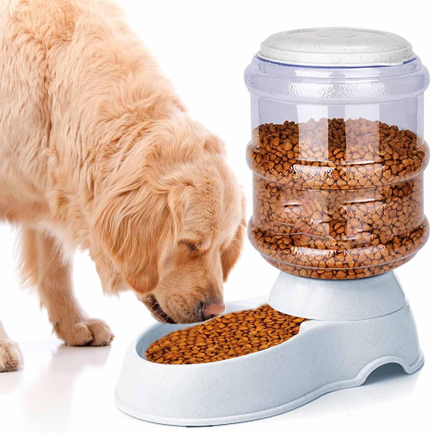 SKOFRI Automatic Dog Feeders, Dog Feeder Dispenser for Large Dogs, 3.8 L Gravity Automatic Dog Cat Feeder Station, Dry Food Storage Container Bowl for Adult Dogs Food Dispenser