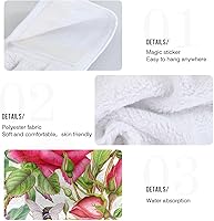 Vista 2 de Kitchen Towels with Hanging Loop, Soft Quick Dry Kids Kitchen Rags, 18.2 x 14 Inch, Set of 2, Botanical Roses Butterflies Retro